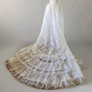 True Vtg 1950s Lace Wedding Skirt, Flower, Pristine Cond., Separates